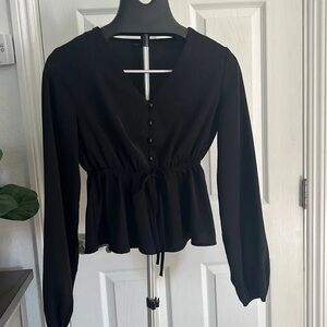 Elegant Black Button-Up Blouse